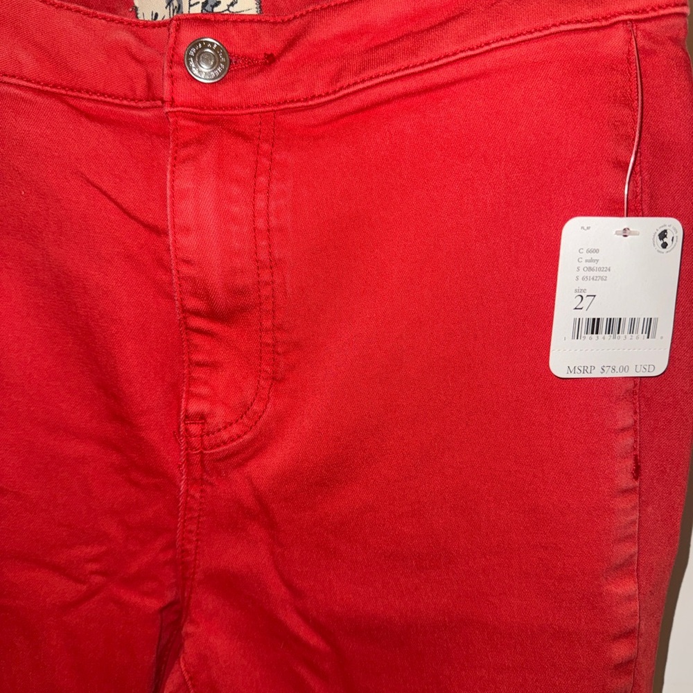 We The Free Red Flare Wide Leg Jeans - Picture 2 of 6